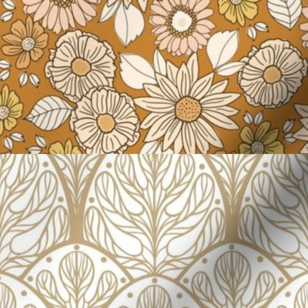 Fleurs & feuilles ocre - S, M