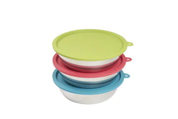 Bols en stainless avec couvercles en silicone (3) XL