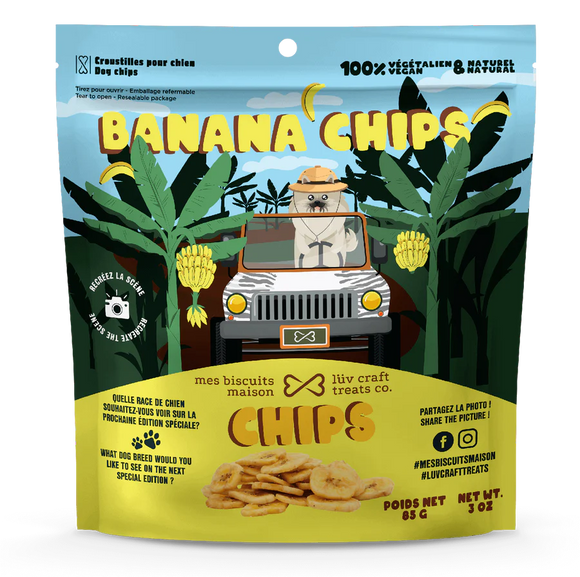 MBM Gâterie gâterie pour chien à ingrédient unique - croustilles de banane - 85g