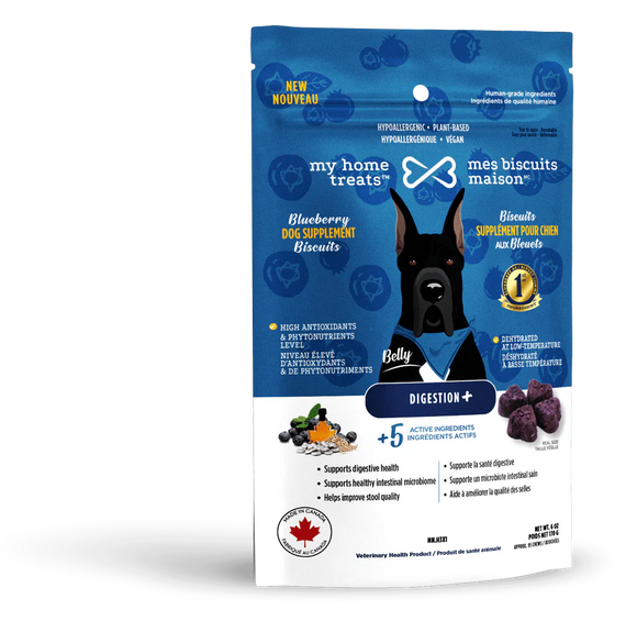 MBM Gâterie supplément hypoallergénique pour chien aux bleuets - Digestion+ 170g